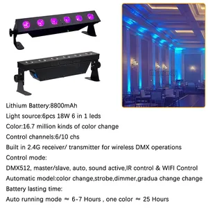 Wedding Uplight 6x18 Вт RGBWA UV беспроводной DMX светодиодный аккумулятор для вечеринки клубный свет для свадьбы DJ