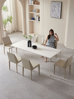 Chaises et table de salle à manger en pierre blanche pure Delifeng minimaliste italienne combinaison de chaises et table de style nordique simple