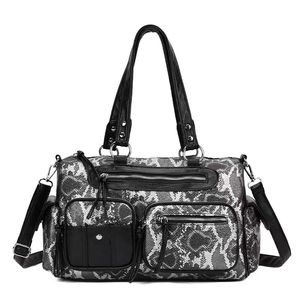 New Women's Autumn <b>Zipper</b> Tote Shoulder <b>Bag</b> Cross-Border Fashion Printed Casual Versatile <b>Large</b> Capacity - Product Image 3