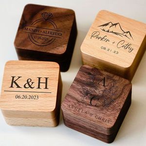 Wooden Jewelry Box Square <b>Ring</b> <b>Storage</b> Gift Box With Lids For Wedding Diamond <b>Rings</b> - Product Image 3