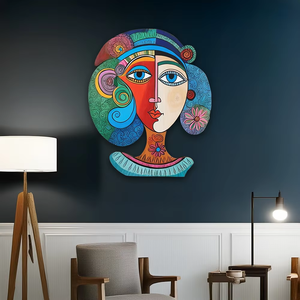 Großhandel kunden spezifische Harz Wandbild abstrakte Mädchen Gesicht Design Wandbehang Wohnzimmer lebensgroße Statue Skulptur Kunst Modell Handwerk - Product Image 3