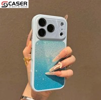 Coque de téléphone 2-en-1 à paillettes dégradées avec protection d'objectif intégrée, antichute, en TPU souple pour iPhone 13-17 Pro Max
