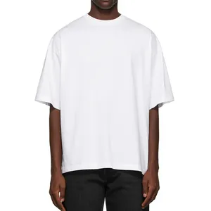 2023 T-Shirt girocollo oversize da uomo con spalla scesa Logo personalizzato maglietta pesante in cotone organico 100% di qualità di lusso per uomo