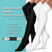 Chaussettes de compression pour femmes et hommes, chaussettes hautes jusqu'à la cuisse, bas de contention graduée pour la course à pied, le cyclisme et l'entraînement