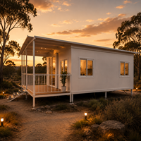 Maison modulaire préfabriquée de style chalet en rondins, extensible, pour location de vacances à la ferme en Australie, avec design conforme aux normes AS/NZS
