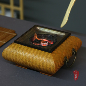 Bamboo Woven Stove Charcoal Tea Warmer Freestanding Asian Style Durable Indoor Tea Brewing Device - Product Image 5