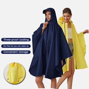 ユニセックス日本韓国ファッション防水ジッパーポンチョレインコート付きPUライニング屋外ハイキングとライディング - Product Image 3