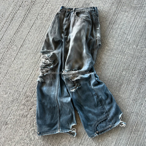 <span class=keywords><strong>Pantalones</strong></span> Vaqueros Rasgados Holgados <span class=keywords><strong>para</strong></span> <span class=keywords><strong>Hombre</strong></span> Estilo Urbano con Lavado Vintage Personalizado y Agujeros - Product Image 3