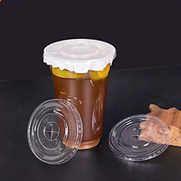 Couvercle plat en PLA transparent à usage unique personnalisé, 90mm, gobelet en plastique biodégradable écologique pour boisson froide, thé au lait et café