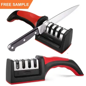Alat pengasah pisau dapur manual, peralatan pengasah pisau dapur baja tungsten berlian 4 tahap, alat pengasah pisau
