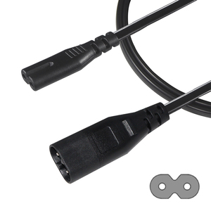 Câble d'extension d'alimentation pour ordinateur portable, prise IEC, connecteur 2 broches en forme de <span class=keywords><strong>8</strong></span> à <span class=keywords><strong>90</strong></span> degrés, C7 vers C8 - Product Image 1