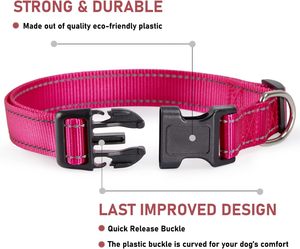 <span class=keywords><strong>Collar</strong></span> reflectante para perro con hebilla, collares ajustables de nailon de seguridad para perros pequeños, medianos y grandes, Rosa S - Product Image 3
