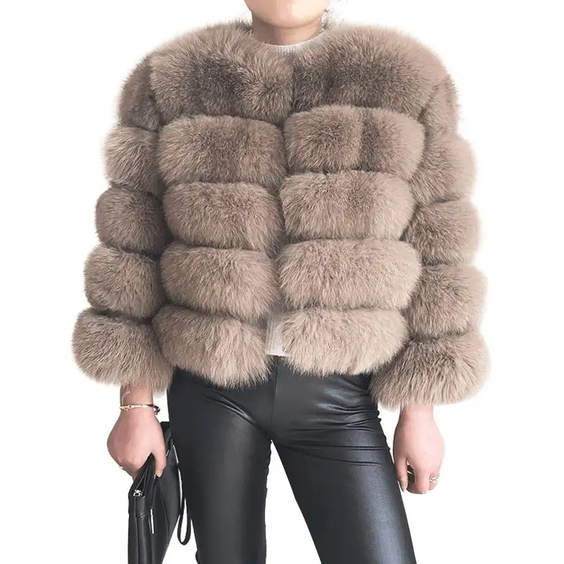 2023 New Winter Crop Style Plus Size Fur Jacket Women Real Fox Fur Coat