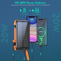 Batterie externe sans fil multifonction à charge rapide 20000 mAh, station de charge solaire pour l'extérieur
