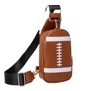 Free Sample ready ship fashion custom logo rugby football baseball leather crossbody shoulder women sling bag