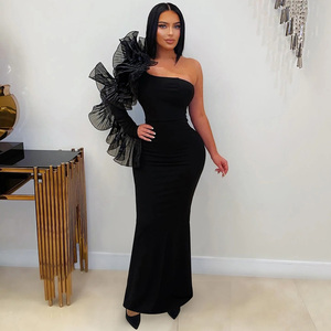 Expédition Rapide CY902050 Robe Longue Asymétrique à Volants Extensible Coupe Ajustée pour Soirées et Clubs 2026 - Product Image 5