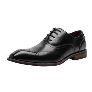 Zapatos Oxford de punta puntiaguda de cuero genuino negro, zapatos con cordones para oficina, carrera, todas las estaciones, suela de goma, envío directo - Product Image 4