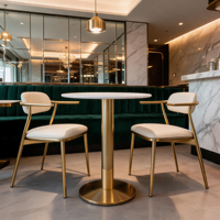 Tables à manger en marbre pour hôtels commerciaux, cafés, tables circulaires/petites modernes et minimalistes, durables, faciles à nettoyer, pour les réunions