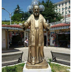 QUYANG-escultura de Metal para exteriores, estatua de Metal para Padre, Santo religioso, tamaño real, bronce, Padre, <span class=keywords><strong>Pio</strong></span>, estatua que porta la cruz para la Iglesia - Product Image 2