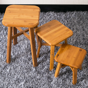 Bamboo <b>Stool</b> Set Square <b>Round</b> Low <b>Stool</b> Home Living Room Chair For Children Adults Elderly - Product Image 3