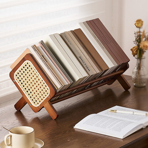 Estantería minimalista de escritorio de madera de 1 nivel, organizador de oficina, estante de almacenamiento de sobremesa para libros y decoración - Product Image 1