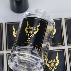 Aluminum Box Label <b>Stickers</b> for Glass Live Personalized Private Perfume Bottle Rose Gold Foil <b>logo</b> clear Printing Label <b>Stickers</b> - Product Image 1