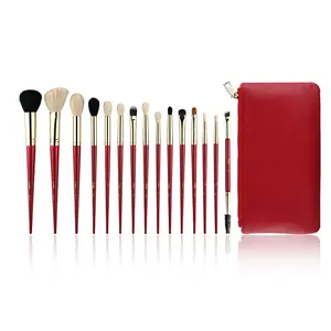 Custom Red Black High-End Natural Goat Pony Hair Makeup Brushes Professional Private Label Luxury Makeup Brush Set