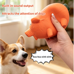 Natural Latex Squeaky <b>Dog</b> Chew Toy Spotted Pig Interactive Teething Training Pet Toy - Product Image 3