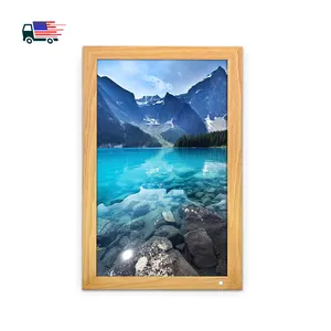 Wholesale Digital Photo Viewer Ultra Slim 21.5 Inch Picture wood photo Frame For Commercial Advertising Display