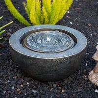 Fontaine d'eau sphérique ronde de 19,8 pouces de diamètre, intérieure/extérieure, avec lumière LED, fonction bulleur en polyrésine pour patio, jardin, cour, décoration de la maison