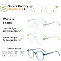Personnalisation de lunettes optiques rondes en acétate de luxe, montures de lunettes pour enfants haut de gamme, durables, confortables pour un usage quotidien, OEM/ODM