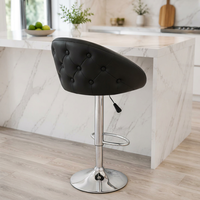 Chaise de bar JOHOOFURNITURE en cuir PU noir, capitonnée, réglable en hauteur, fabriquée en Chine, pour bar/pub
