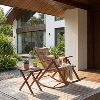 Ensemble de chaises à bascule pliantes d'extérieur avec table d'appoint – Fauteuil de relaxation moderne pour patio, parc, balcon, cour