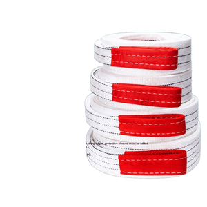 도매 맞춤형 화이트 폴리프로필렌 플랫 리프팅 벨트 1-20 톤 더블 버클 산업용 고강도 웨빙 슬링 - Product Image 2