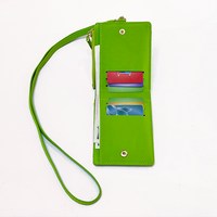 Dompet leher perjalanan pemegang kartu penghalang RFID dengan Lanyard tempat banyak Slot kartu