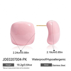 Aretes de Botón Vintage con Baño de Oro de 18K, Estilo Retro, Diseño Cuadrado, Color Rojo Vino, Venta al por Mayor - Product Image 6