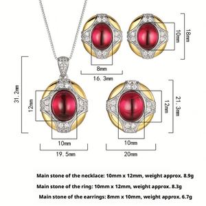 Manufacturer Supplier Eco-friendly Copper Women Necklace Jewelry <b>Set</b> 10*12-8*10mm Red Cubic Zirconia Vintage Matching <b>Set</b> - Product Image 6