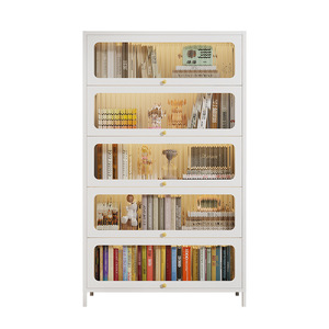 Bibliothèque Iyanen avec portes, armoire de rangement en métal à ouverture rabattable pour la maison, salon, étagère de présentation - Product Image 3
