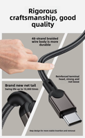 Kabel Data Ponsel 240W PD 1M Fast Charge Type-C ke C Berbahan Nilon Kepang untuk iPhone, Android, dan Perangkat Elektronik