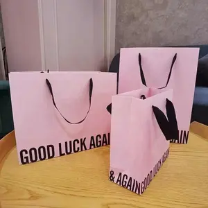 Customized Logo Fashionable Pink Handbag Thickened High-end Gift Clothing Store High-end Paper Bag Packaging