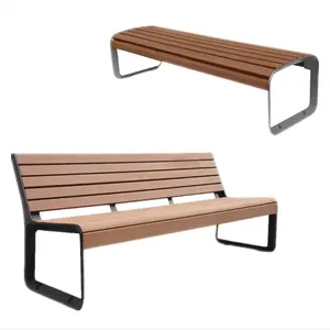 Outdoor Wpc Bench Seat Outside Public Park Wood Plastic Composite Slat Seating Bench Garden Furniture Patio Hardwood Bench Chair