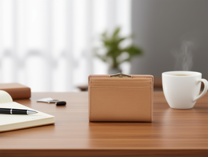 Portafoglio da donna con clip a tre ante, misura media, in pelle sintetica in microfibra - Product Image 2