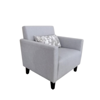 Fauteuil d'appoint carré gris clair moderne pour hôtel, en tissu de lin, avec accoudoirs, pour salon