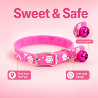 Collier en silicone pour chats, chatons, petits chiens, réglable avec clochette, empreinte de patte en relief 3D, imperméable, doux, 6 couleurs