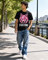 T-shirt décontracté et sportif pour homme, en satin imprimé 100 % coton, coupe ample, de marque personnalisée, haute qualité, nouveau style, 240 grammes