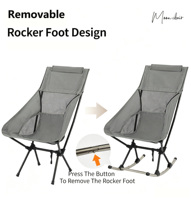 Fauteuil à bascule à dossier haut, léger, en alliage d'aluminium, pliable, pour l'extérieur, le camping, la plage, la pêche, le pique-nique