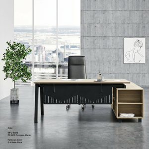 Bureau de direction de haute qualité en panneaux MFC avec armoire de rangement latérale pour le patron - Product Image 1