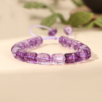 Bracelet artisanal minimaliste tendance pour femme, perles hexagonales en cristal transparent coloré, idéal pour l'été, cadeau