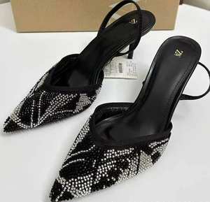 Sandalias de Tacón Alto con Pedrería y Bordado de Cristal para Mujer, Diseño de Punta en Pico y Boca Poco Profunda, Novedad de Verano - Product Image 6