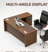 Bureau de direction en bois avec armoire latérale, poste de travail informatique pour bureau à domicile, entreprise ou étude